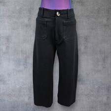 Anthropologie Black Wide Leg Cropped Trouser Pants Size 4 Women's P3