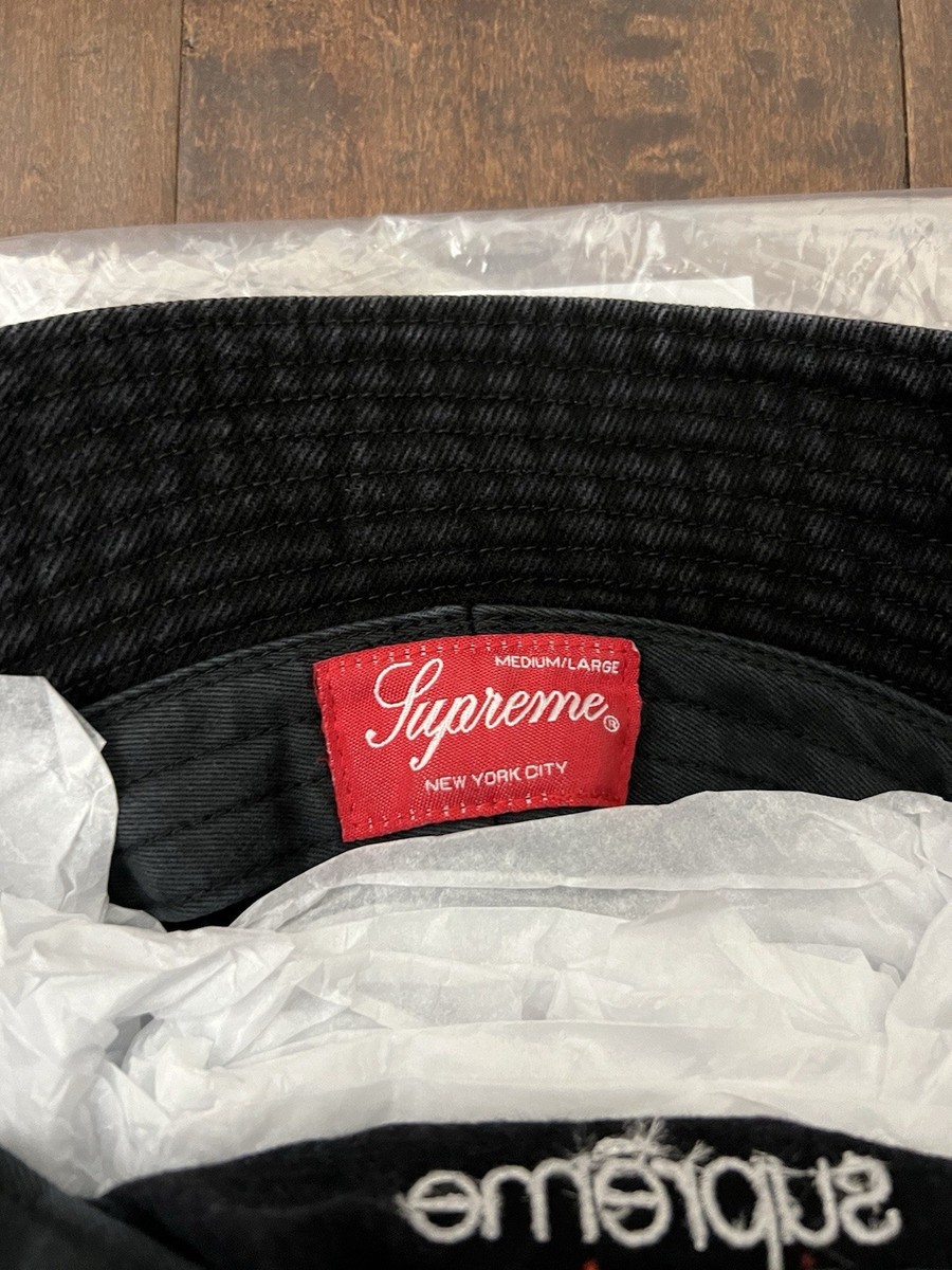 Supreme SS25 Cotton Denim Crusher Hat Black Classic Logo