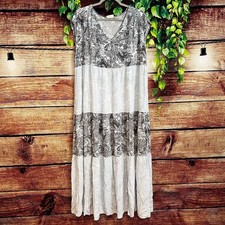 Wonderly Womens Maxi Dress Size 1X Blue Tiered Short Sleeve Spring Church