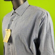 CREMIEUX Geometric AOP Shirt Mens L Long Sleeve Button Up Blue/White Dots NWT