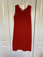 Vintage J. T. Martin Knit Midi Sweater Dress Sleeveless Red Vintage Size 14