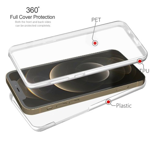 Funda transparente para teléfono frontal posterior transparente con protección completa 360 para Apple iPhone 14 Pro - Imagen 2 de 12