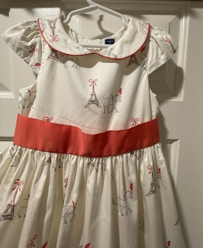 Janie and Jack Paris Print Dress Size 5 Ivory Fit & Flare Lined Full Party Dress - Picture 4 of 24