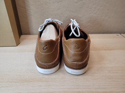 Olukai Moku Brown Leather Boat Loafer Mens Size 11.5 Low 