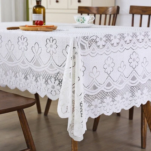 White Vintage Embroidered Lace Tablecloth Table Cloth Cover Wedding Party Decor - Picture 12 of 42