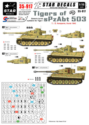 Star Decals 1/35 Tigers of sPzAbt 503 Prt 2 Generic Turret Number decals 35917 x