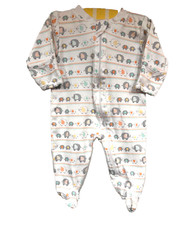 Kissy Kissy Pima Cotton Elephant Stripes White Footed Romper Sleeper, 0-3 mos.