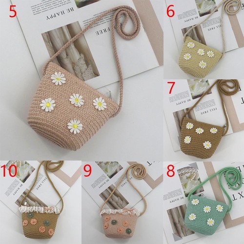 Princess Daisy Flower Handmade Shoulder Bag Handbag Straw Messenger Bag - Picture 3 of 14