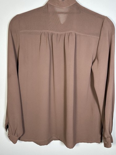 Vintage Blouse Size 14 Secretary Button Up Mocha - Picture 8 of 11