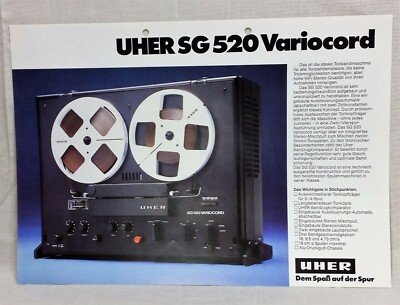 Vintage UHER SG 520 Variocord Tonbandsmaschine Broschüre 1 pp color Deutsche