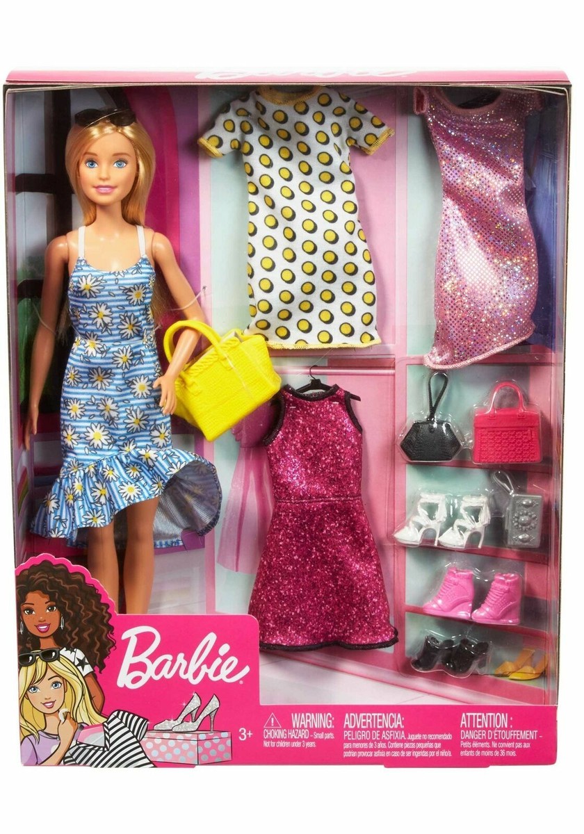 Barbie Fashionistas Doll + 4 Summer Fashions Outfits Shoes