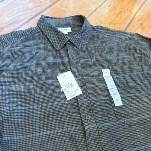 Croft & Barrow flannel shirt men’s XXL gray plaid extra soft button up down NWT - Picture 3 of 9