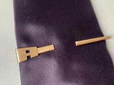 VTG Swank Monogram Bar Tie Clip NeckTie Collar A or R Men's Gold Tone Art Deco