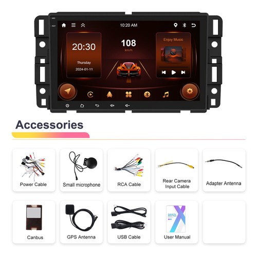 8" Carplay For GMC Yukon Acadia Chevy Silverado Sierra Car Stereo Radio 2+64GB - Picture 3 of 23