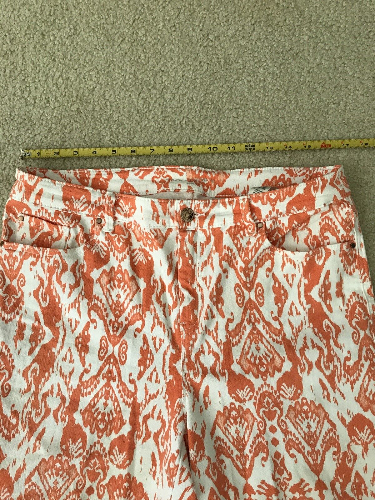 Chico’s orange & white design 5 pocket crop pants… - image 5