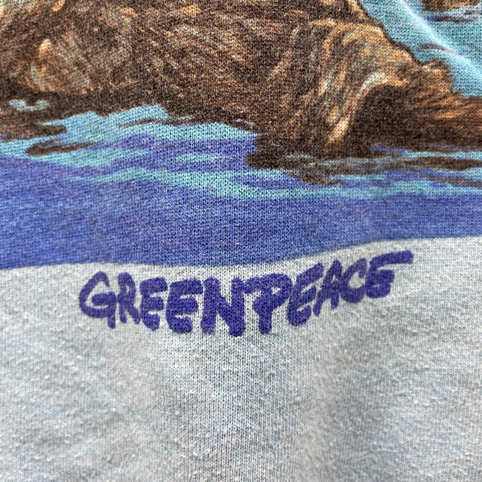 Vtg Greenpeace River Otter Light Blue Adult Large Thi… - Gem