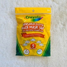 Crayola Kids Reusable Cloth Face Mask Set - Multicolor 5pk w/Laundry Bag NEW