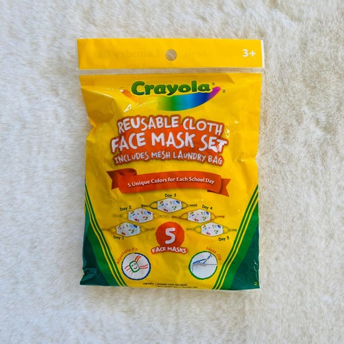 Crayola Set Maschera Viso in Panno Riutilizzabile per Bambini - Multicolore 5pz con Sacchetto Lavanderia NUOVO - Foto 1 di 4