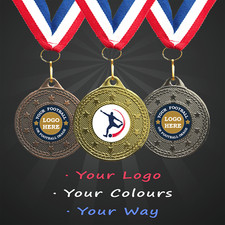 Football Medals Personalised with Ribbon + Engraving + Your Logo