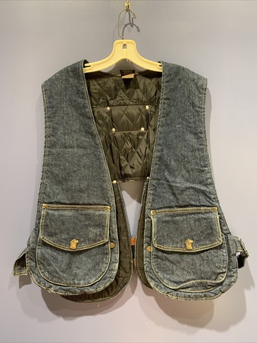 Large Mens Denim Vest, Lined, Vintage 