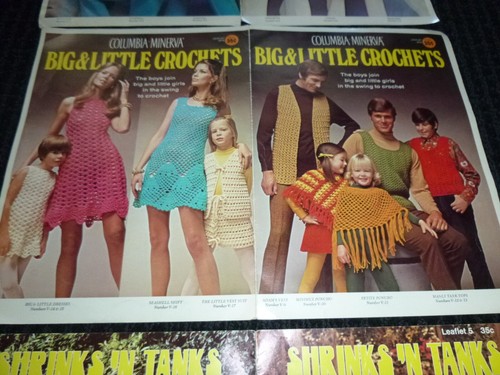 3 volantini Columbia Minerva vintage anni 70 modelli all'uncinetto per abbigliamento GROOVY - Foto 3 di 11