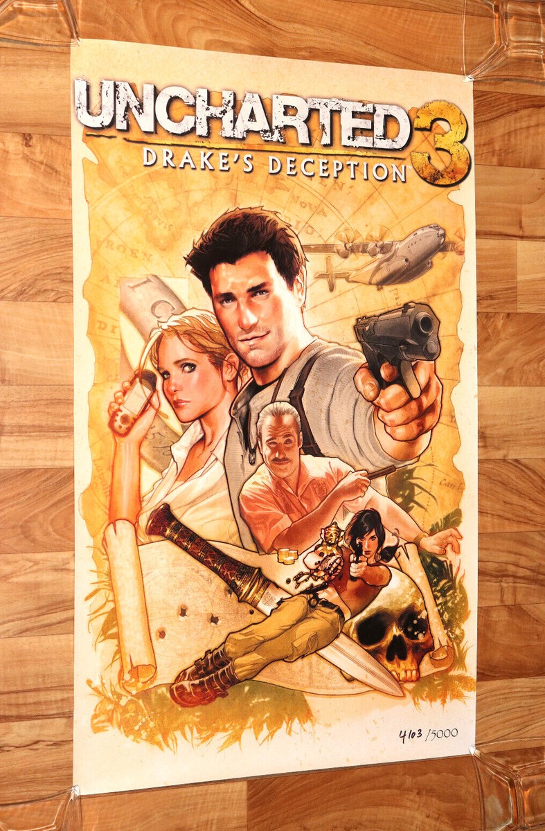 Uncharted 3 Drakes Deception Promo Game Store Poster Limited