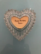 Vtg Crystal Zajecar Heart Shaped Covered Trinket Dish Leaded Crystal “Sister”