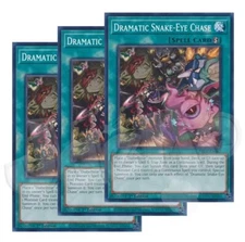 Yugioh - Dramatic Snake-Eye Chase x 3 - 1st Edition NM - Plus Free Holo Card