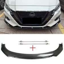 Front Bumper Lip Spoiler Splitter + Strut Rods For Nissan Sentra Carbon Fiber