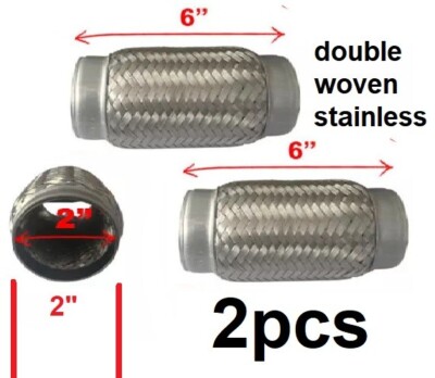 2'' X 6'' Exhaust Muffler Flex Pipe WOVEN FLEXIBLE TUBE EXHAUST PIPE TUBE 2x6in