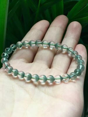 Natural Green Phantom Crystal Quartz 6mm Round Bead Healing