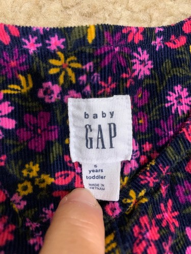 The Gap- Toddler Girls Corduroy Jumper- Size 5t- Floral- Pre-owned - Picture 2 of 2