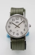 Timex Indiglo Men Watch Stainless Steel Green Nylon WR Batt Light White Quartz