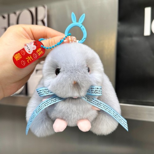 15 cm/6" Real Piel de Conejo Conejito Juguetes Niños Regalo Llavero Bolso Cartera Teléfono Colgante - Imagen 14 de 20
