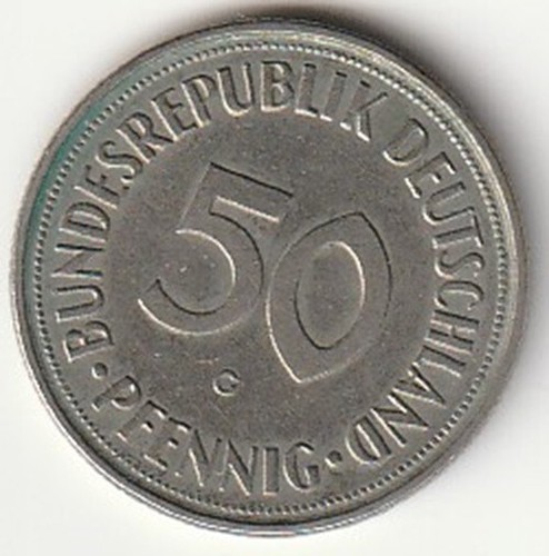 50 PFENNIG 1950 G, KARLSRUHE, SELTEN, ss - vzgl! - Bild 2 von 2