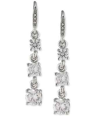 Carolee Silver-Tone Graduated Crystal Linear Drop Earrings
