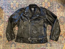 Vtg Diamond Plate Buffalo Leather Motorcycle Riding Jacket Biker Men's XL READ 