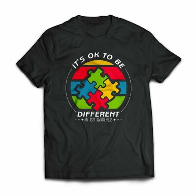 ITS OK BE DIFFERENT PUZZLE Printed T Shirts Autism Awareness Men Kid Tee 3/4-4XL