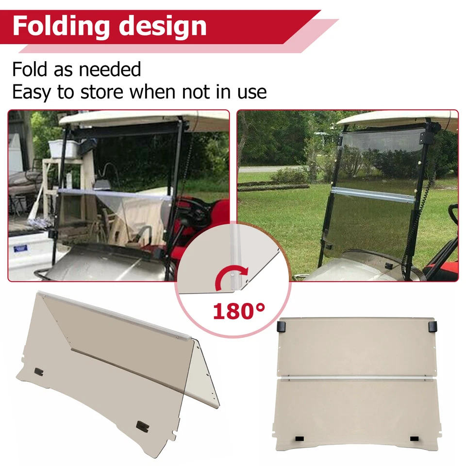 Folding Golf Cart Tinted Windshield Windscreen For EZGO TXT 1994-2013 2014 Foto 3 de 4