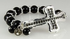 4030609 Beaded Cross Stretch Bracelet Beads Christian Religious Jesus Fashion
