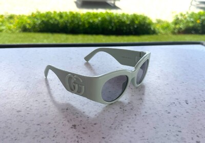Gucci GG1544S 003 Brand New Green Green Grey Oval Sunglasses Women
