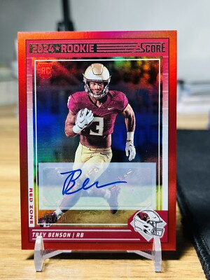 2024 Score Football Trey Benson Rookie Auto Red Zone /20
