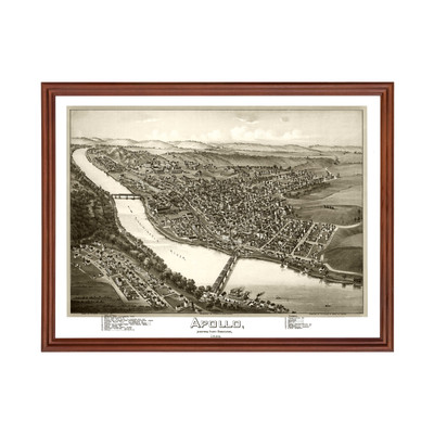 Old Map of Apollo, PA 1896 - Vintage Apollo Pennsylvania Art