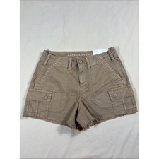 NWT American Eagle 90s Boyfriend High Rise Cargo Shorts Khaki Tan Size 0 25W