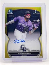 JESUS BUGARIN 2023 BOWMAN CHROME 1ST YELLOW REFRACTOR ROCKIES AUTO 43/75