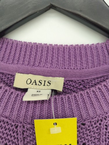 Oasis Damen Pullover XS Lila Geometrisch 100% Baumwolle Rundhals Pulli - Bild 5 von 5