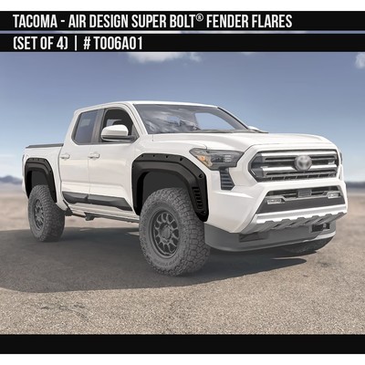 Fits 24-25 Toyota Tacoma Air Design Super Bolt Fender Flares Black