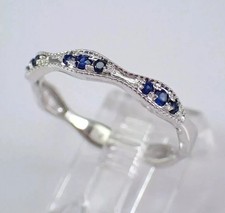 14K White Gold Plated 2Ct Round LabCreated Blue Sapphire Women's Wedding Ring
