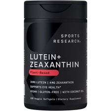 Vegan Lutein  Zeaxanthin 20mg with Organic Coconut Oil for Better Absorption