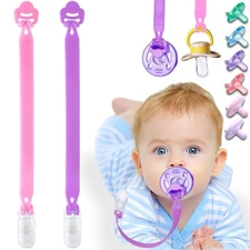 Silicone Pacifier Clip with Adapter Ring for Philips Avent Soothie, 2 Pack On